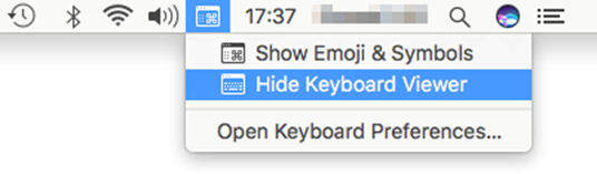 Click the Input Menu icon and select Hide Keyboard Viewer